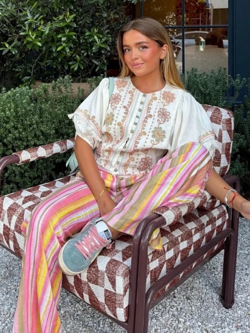 ZARA STRIPED WIDE LEG PANTS